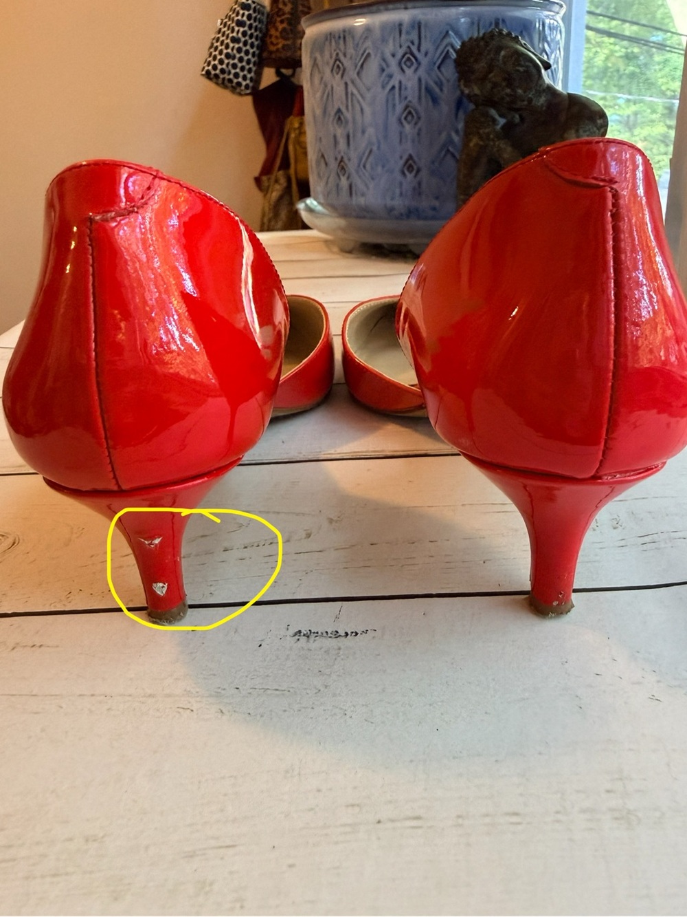 Vince Camuto | Red Patent Leather Pointed-Toe Kitten Heels - Picture 10 of 15